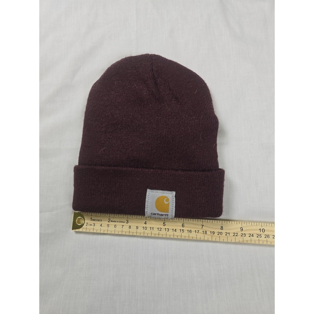 Carhartt Hat Beanie Red Cuffed Knit‎ Patch Logo Workwear Winter Mens One Size